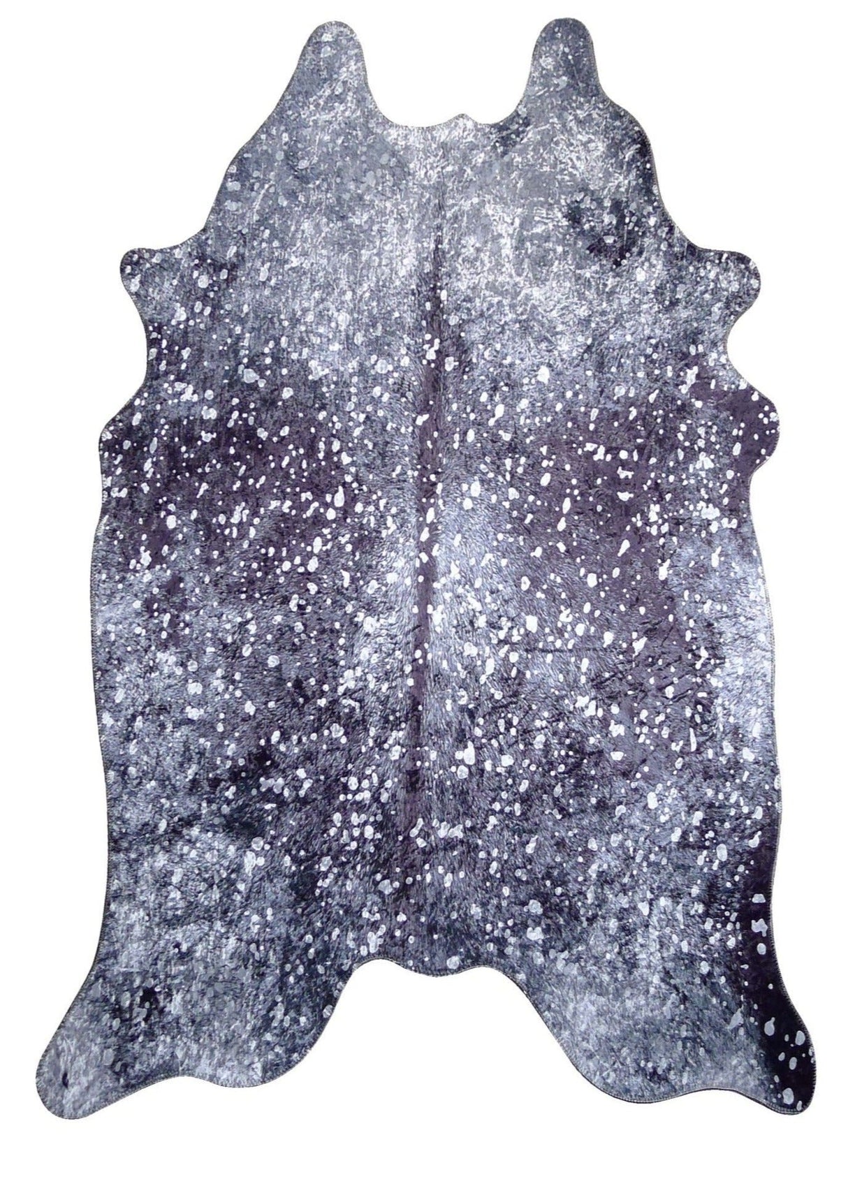 Vegan Metallic Shinny Glow Faux Hide Cowhide Area Rug Carpet - Polyester Fabric - Metallic Yellow, Patchwork Print, 5' X 7' (1 Piece)