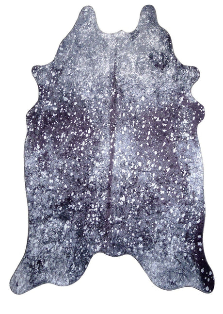 Vegan Metallic Shinny Glow Faux Hide Cowhide Area Rug Carpet - Polyester Fabric - Metallic Yellow, Patchwork Print, 5' X 7' (1 Piece)