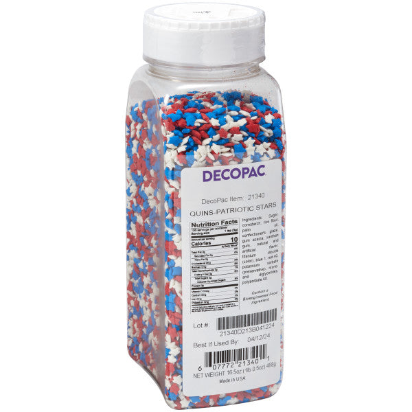 Patriotic Red, White and Blue Star Sprinkles – 16.5 oz. handheld container