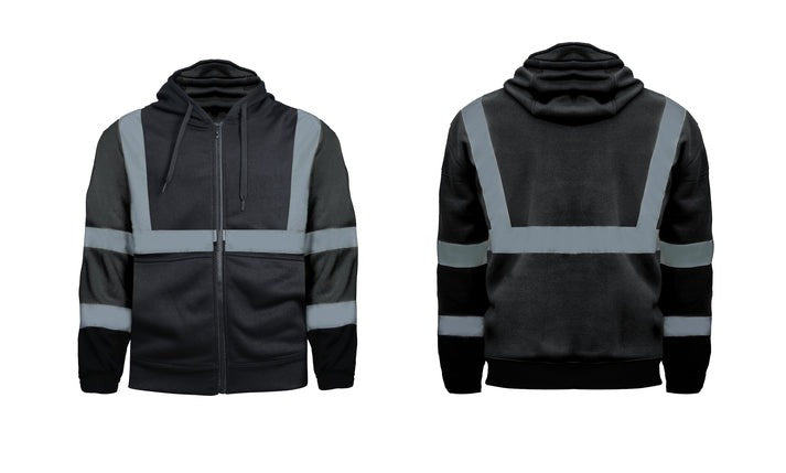 Fullzip Reflective Fleece Hoodie - 10 Pack - 7.62oz/yd2  - 100% Polyester