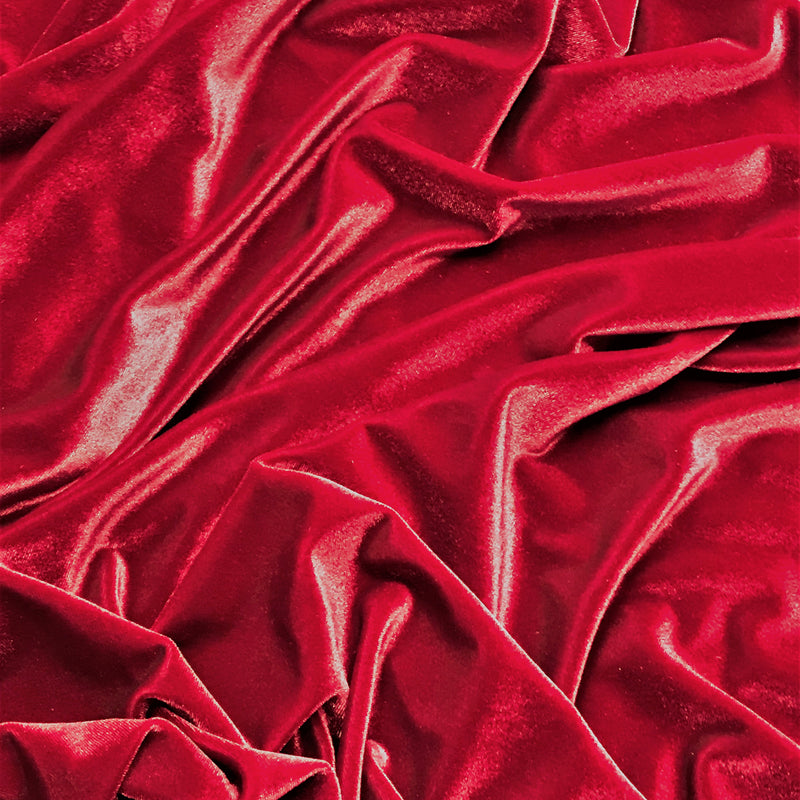 Cranberry Stretch Velvet Fabric - Cranberry, 58"-60" Width (1 Yard)