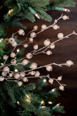 30” Mini Cream Pomegranate Christmas Tree Sprays (Weather Resistant)