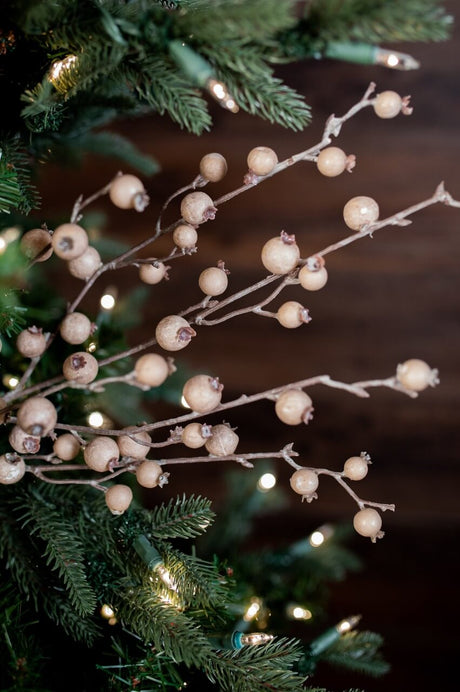 30” Mini Cream Pomegranate Christmas Tree Sprays (Weather Resistant)