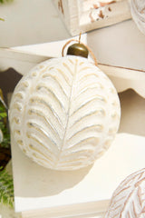 4 Inch Leafy Ball Glass Ornament