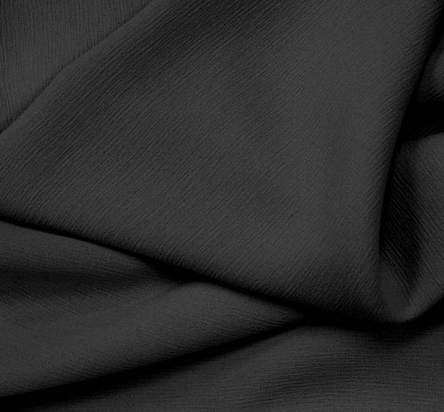 Crepe Ellisa 100 Percent Polyester Fabric - Black, 58/60" Width (1 Yard)