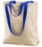Canvas Tote Bag - 100% Cotton Canvas, Royal Blue Handle, 15" X 14" X 3" (1 Bag)