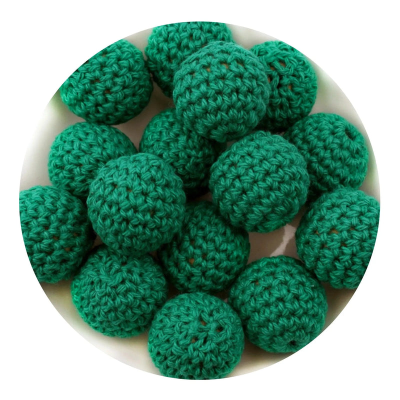 Crochet Wood Bead - Green (5 Beads - 16mm)