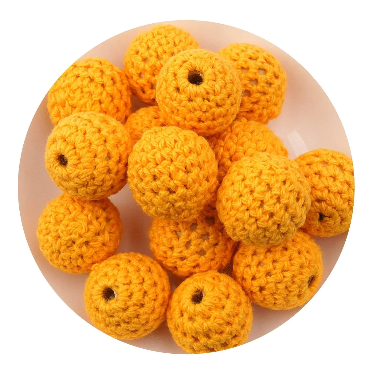 Crochet Wood Bead - Orange (5 Beads - 16mm)
