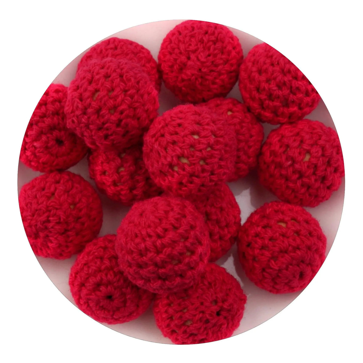 Crochet Wood Bead - Red (5 Beads - 16mm)