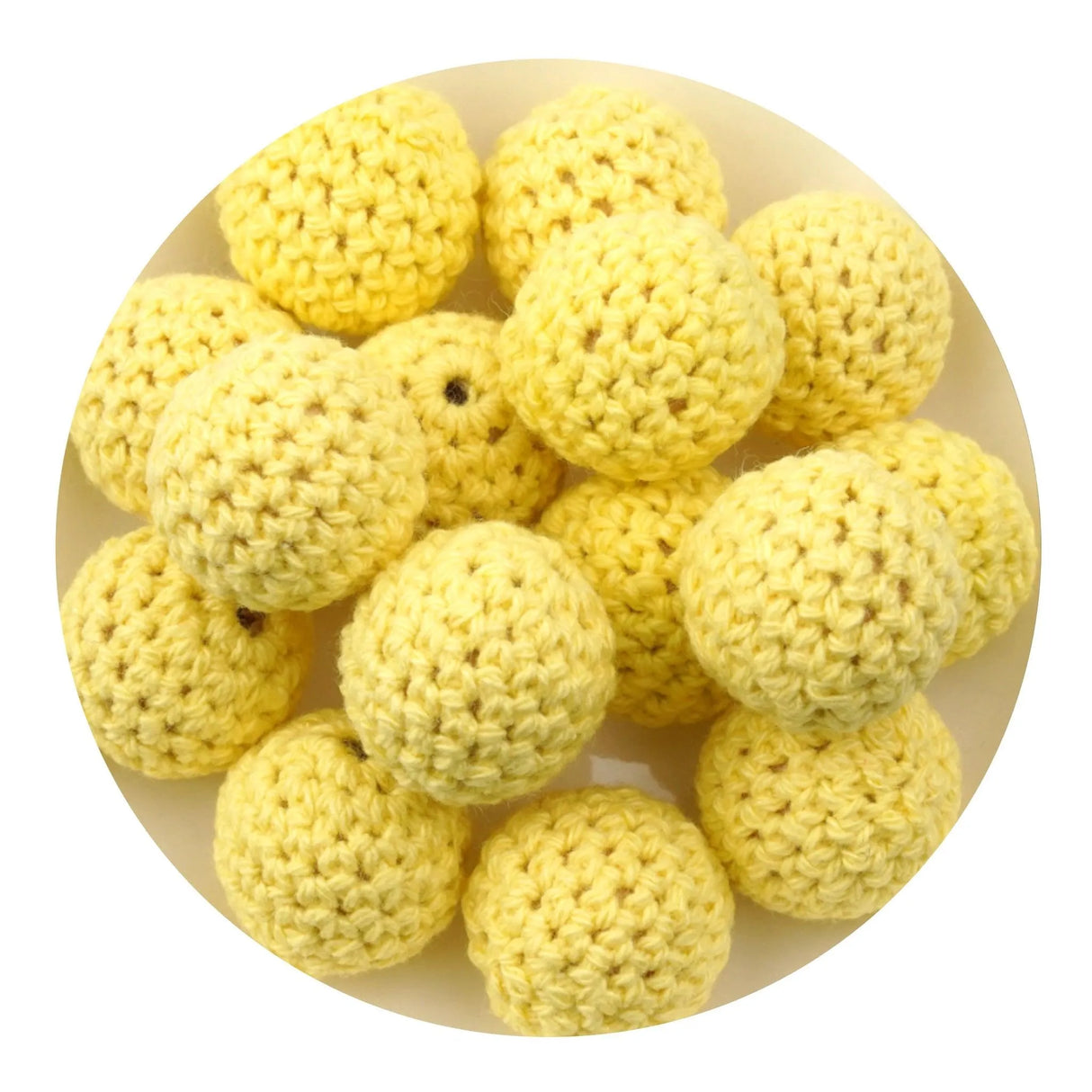 Crochet Wood Bead - Yellow (5 Beads - 16mm)