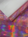 Crocodile Embossed PVC Holographic Vinyl Fabric - Gold, Pink, Red, Silver, Steel Lead, Turquoise, Crocodile Embossed, 54" Width (1 Yard)