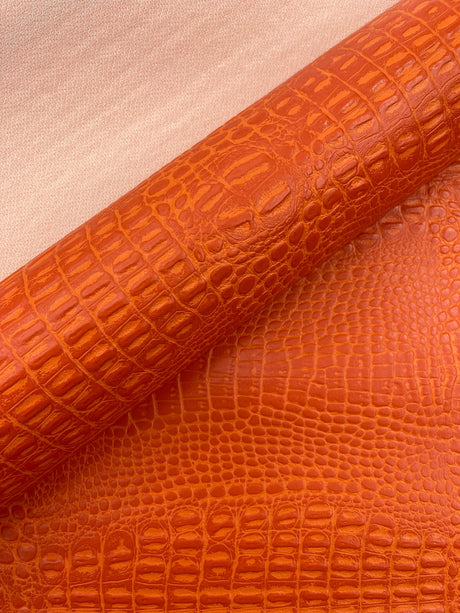 Crocodile Marine Vinyl Faux Leather Fabric - Two Tone Skin Texture, 54" Width (1 Yard)