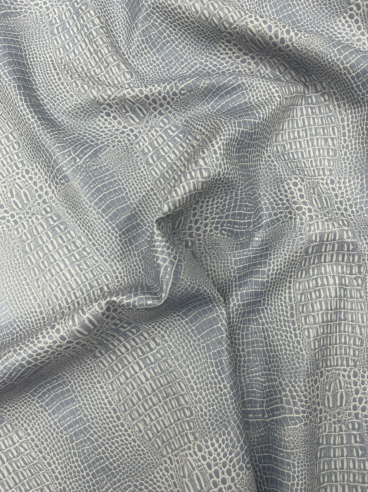 Crocodile Marine Vinyl Faux Leather Fabric - Two Tone Skin Texture, 54" Width (1 Yard)