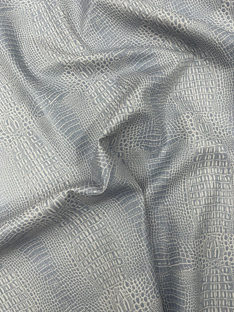Crocodile Marine Vinyl Faux Leather Fabric - Two Tone Skin Texture, 54" Width (1 Yard)