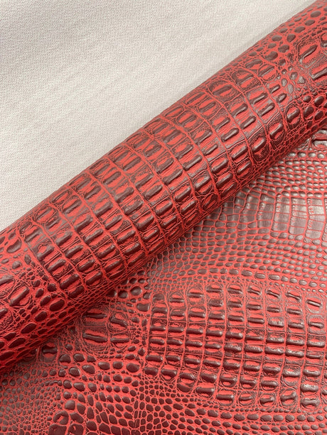 Crocodile Marine Vinyl Faux Leather Fabric - Two Tone Skin Texture, 54" Width (1 Yard)