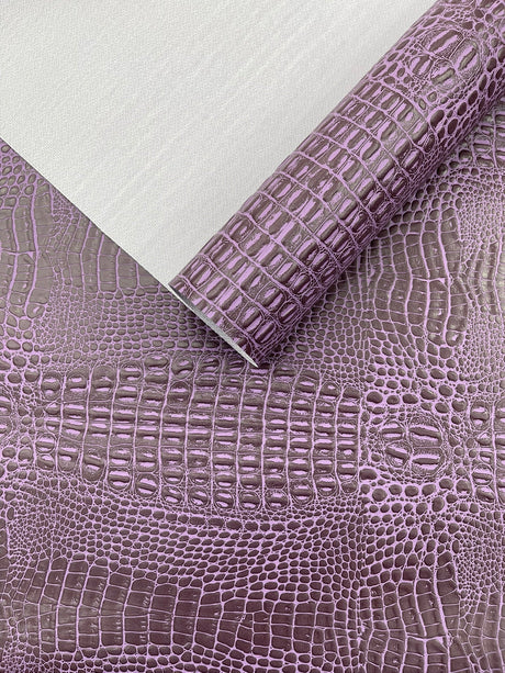 Crocodile Marine Vinyl Faux Leather Fabric - Two Tone Skin Texture, 54" Width (1 Yard)
