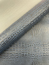 Crocodile Marine Vinyl Faux Leather Fabric - Two Tone Skin Texture, 54" Width (1 Yard)