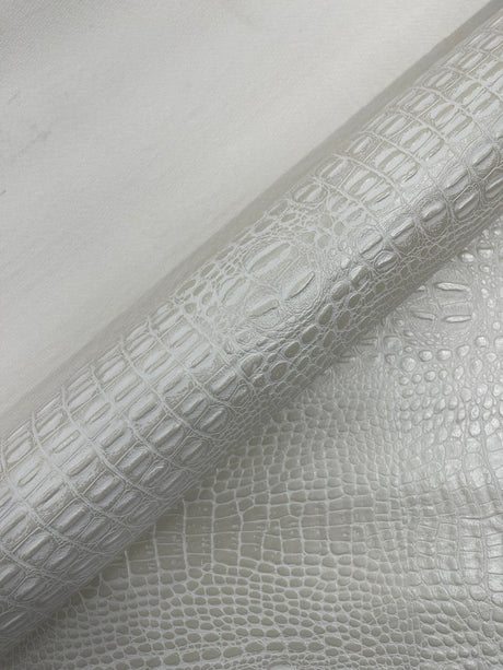 Crocodile Marine Vinyl Faux Leather Fabric - Two Tone Skin Texture, 54" Width (1 Yard)