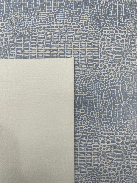Crocodile Marine Vinyl Faux Leather Fabric - Two Tone Skin Texture, 54" Width (1 Yard)