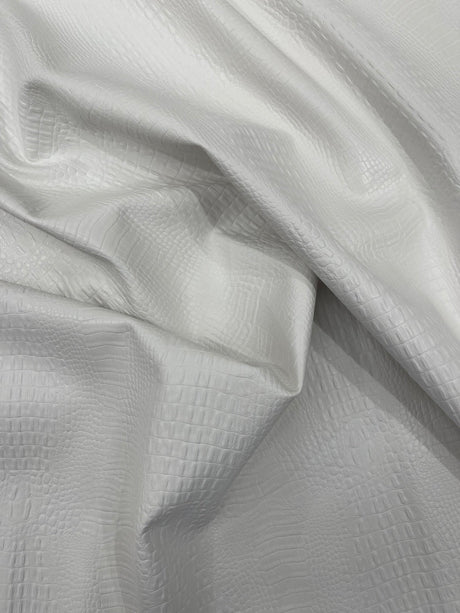 Crocodile Marine Vinyl Faux Leather Fabric - Two Tone Skin Texture, 54" Width (1 Yard)