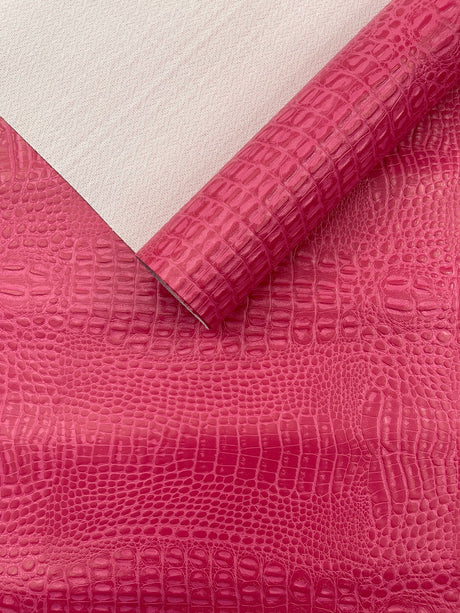Crocodile Marine Vinyl Faux Leather Fabric - Two Tone Skin Texture, 54" Width (1 Yard)
