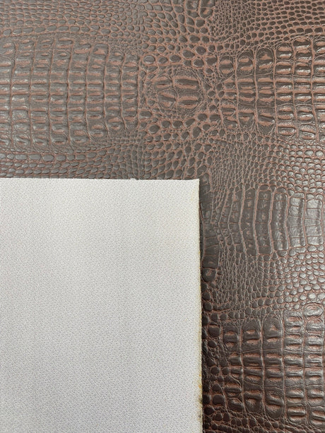 Crocodile Marine Vinyl Faux Leather Fabric - Two Tone Skin Texture, 54" Width (1 Yard)