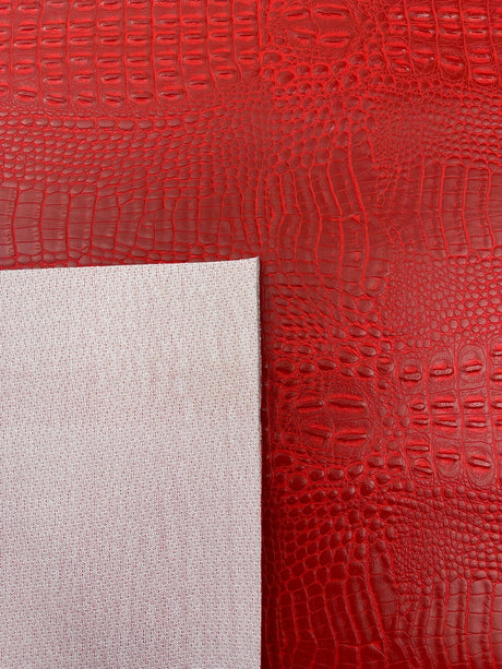 Crocodile Marine Vinyl Faux Leather Fabric - Two Tone Skin Texture, 54" Width (1 Yard)