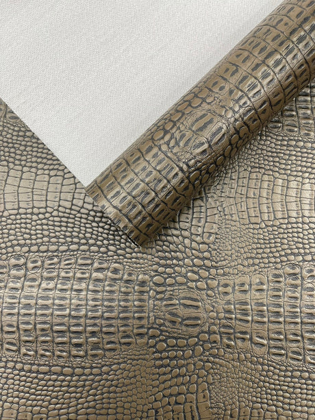 Crocodile Marine Vinyl Faux Leather Fabric - Two Tone Skin Texture, 54" Width (1 Yard)