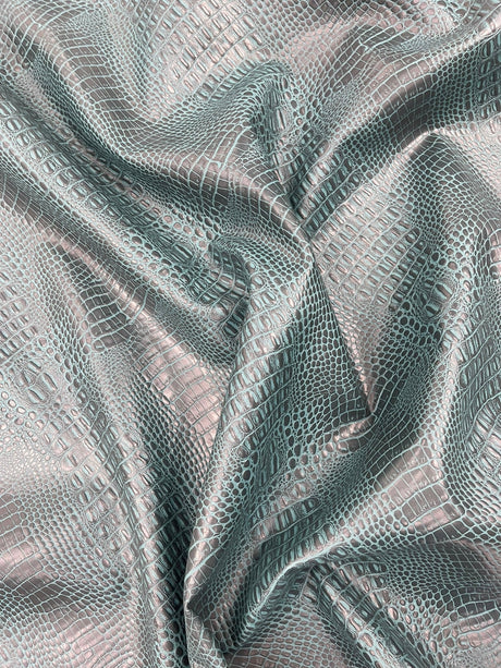 Crocodile Marine Vinyl Faux Leather Fabric - Two Tone Skin Texture, 54" Width (1 Yard)