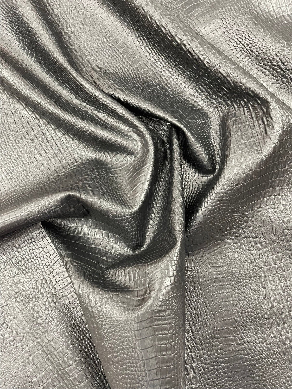 Crocodile Marine Vinyl Faux Leather Fabric - Two Tone Skin Texture, 54" Width (1 Yard)