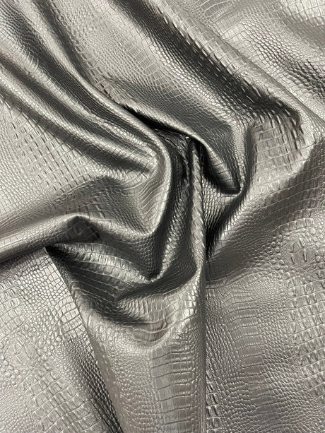 Crocodile Marine Vinyl Faux Leather Fabric - Two Tone Skin Texture, 54" Width (1 Yard)