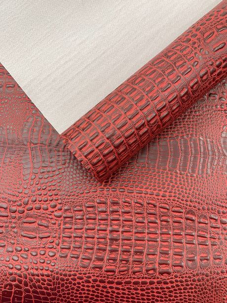 Crocodile Marine Vinyl Faux Leather Fabric - Two Tone Skin Texture, 54" Width (1 Yard)