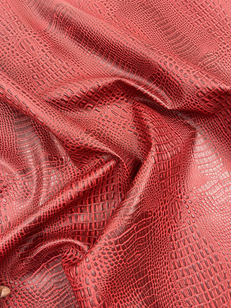 Crocodile Marine Vinyl Faux Leather Fabric - Two Tone Skin Texture, 54" Width (1 Yard)