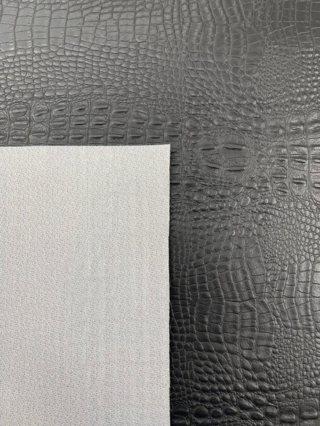 Crocodile Marine Vinyl Faux Leather Fabric - Two Tone Skin Texture, 54" Width (1 Yard)