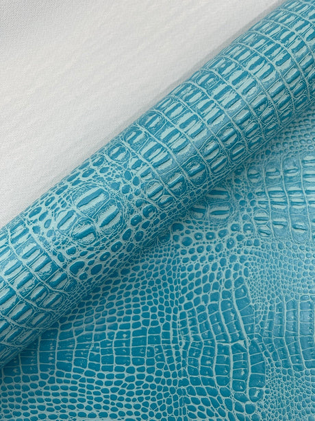 Crocodile Marine Vinyl Faux Leather Fabric - Two Tone Skin Texture, 54" Width (1 Yard)