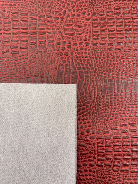 Crocodile Marine Vinyl Faux Leather Fabric - Two Tone Skin Texture, 54" Width (1 Yard)