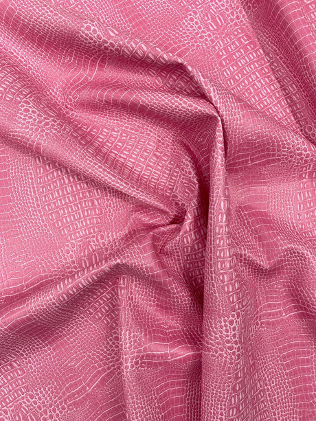 Crocodile Marine Vinyl Faux Leather Fabric - Two Tone Skin Texture, 54" Width (1 Yard)