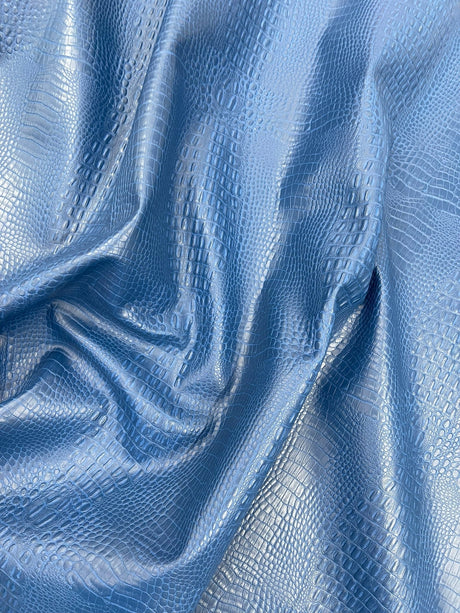 Crocodile Marine Vinyl Faux Leather Fabric - Two Tone Skin Texture, 54" Width (1 Yard)