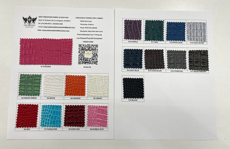 Crocodile Marine Vinyl Faux Leather Fabric - Two Tone Skin Texture, 54" Width (1 Yard)