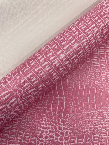 Crocodile Marine Vinyl Faux Leather Fabric - Two Tone Skin Texture, 54" Width (1 Yard)