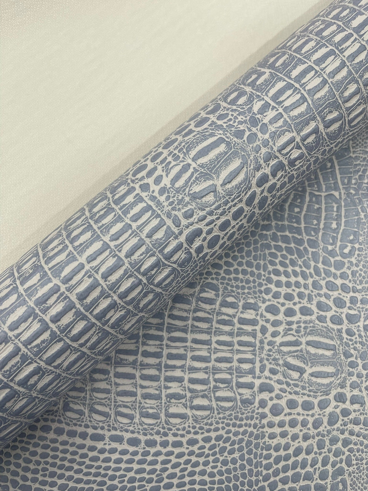 Crocodile Marine Vinyl Faux Leather Fabric - Two Tone Skin Texture, 54" Width (1 Yard)