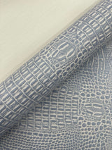 Crocodile Marine Vinyl Faux Leather Fabric - Two Tone Skin Texture, 54" Width (1 Yard)