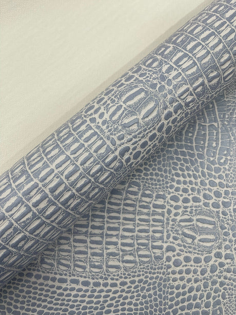 Crocodile Marine Vinyl Faux Leather Fabric - Two Tone Skin Texture, 54" Width (1 Yard)