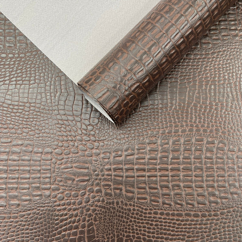 Crocodile Marine Vinyl Faux Leather Fabric - Two Tone Skin Texture, 54" Width (1 Yard)