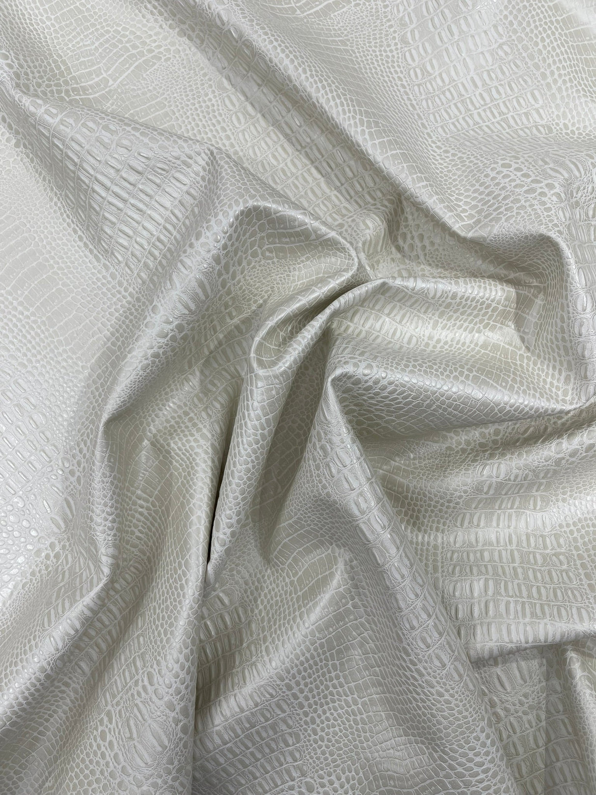 Crocodile Marine Vinyl Faux Leather Fabric - Two Tone Skin Texture, 54" Width (1 Yard)