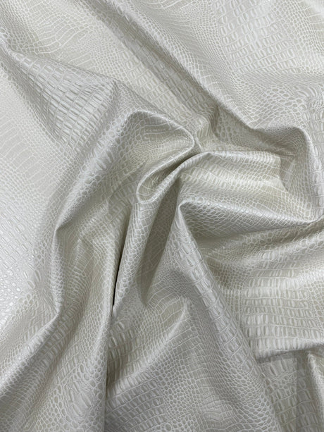 Crocodile Marine Vinyl Faux Leather Fabric - Two Tone Skin Texture, 54" Width (1 Yard)