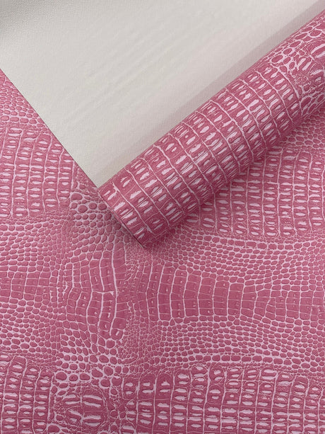 Crocodile Marine Vinyl Faux Leather Fabric - Two Tone Skin Texture, 54" Width (1 Yard)