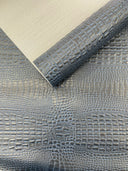 Crocodile Marine Vinyl Faux Leather Fabric - Two Tone Skin Texture, 54" Width (1 Yard)