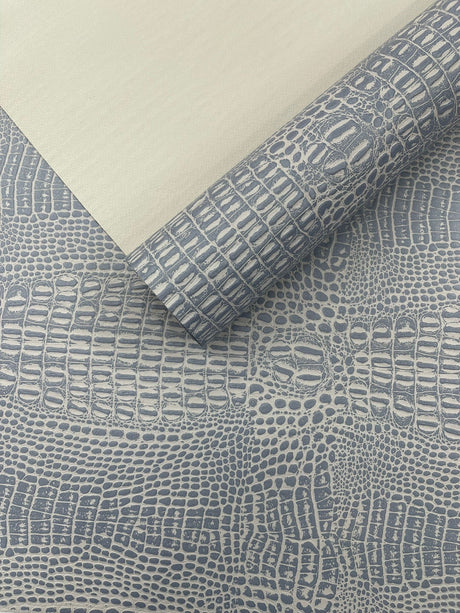 Crocodile Marine Vinyl Faux Leather Fabric - Two Tone Skin Texture, 54" Width (1 Yard)