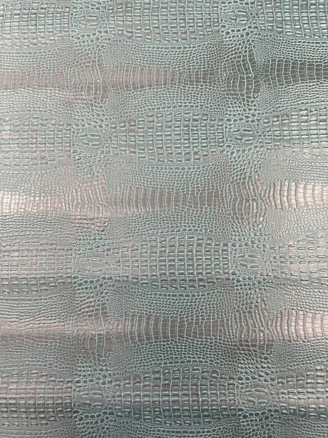 Crocodile Marine Vinyl Faux Leather Fabric - Two Tone Skin Texture, 54" Width (1 Yard)